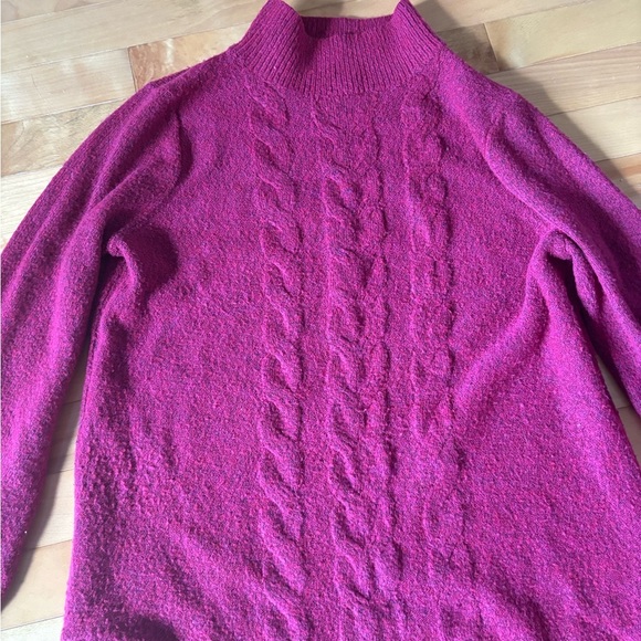 Reitman Women's Cable Knit Mock Neck Sweater - Burgundy/Purple - Picture 2 of 3